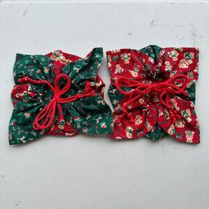 Handmade Handcrafted Reusable Christmas Fabric Drawstring Gift Container Sacks 2